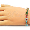 Oro Laminado Tennis Bracelet, Gold Filled Style Cluster Design, with Multicolor and White Cubic Zirconia, Polished, Golden Finish, 03.266.0039.1.07 (Thickness, 8 Inches Length)