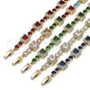 Oro Laminado Tennis Bracelet, Gold Filled Style Cluster Design, with Multicolor and White Cubic Zirconia, Polished, Golden Finish, 03.266.0039.1.07 (Thickness, 8 Inches Length)