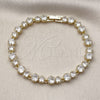 Oro Laminado Tennis Bracelet, Gold Filled Style with White Cubic Zirconia, Polished, Golden Finish, 03.266.0040.08