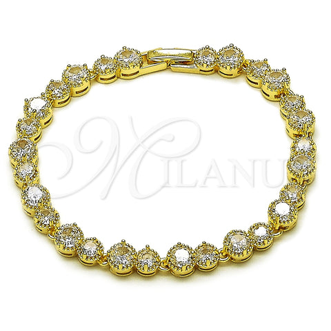 Oro Laminado Tennis Bracelet, Gold Filled Style with White Cubic Zirconia, Polished, Golden Finish, 03.266.0040.08