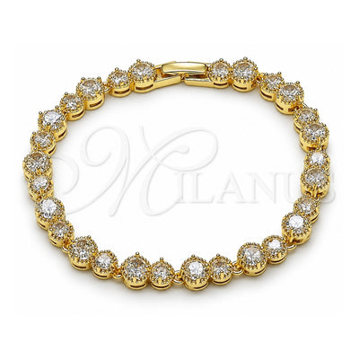 Oro Laminado Tennis Bracelet, Gold Filled Style with White Cubic Zirconia, Polished, Golden Finish, 03.266.0040.08 (Thickness, 8 Inches Length)