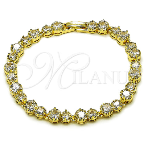 Oro Laminado Tennis Bracelet, Gold Filled Style with White Cubic Zirconia, Polished, Golden Finish, 03.266.0040.08 (Thickness, 8 Inches Length)