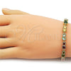 Oro Laminado Tennis Bracelet, Gold Filled Style with Multicolor Cubic Zirconia, Polished, Golden Finish, 03.266.0040.1.08 (Thickness, 8 Inches Length)