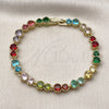 Oro Laminado Tennis Bracelet, Gold Filled Style with Multicolor Cubic Zirconia, Polished, Golden Finish, 03.266.0040.1.08 (Thickness, 8 Inches Length)