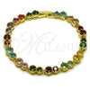 Oro Laminado Tennis Bracelet, Gold Filled Style with Multicolor Cubic Zirconia, Polished, Golden Finish, 03.266.0040.1.08 (Thickness, 8 Inches Length)