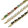 Oro Laminado Tennis Bracelet, Gold Filled Style with Multicolor Cubic Zirconia, Polished, Golden Finish, 03.266.0040.1.08 (Thickness, 8 Inches Length)
