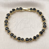 Oro Laminado Tennis Bracelet, Gold Filled Style with Black Cubic Zirconia, Polished, Golden Finish, 03.266.0040.2.08