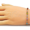Oro Laminado Tennis Bracelet, Gold Filled Style with Multicolor Cubic Zirconia, Polished, Golden Finish, 03.266.0041.07