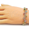 Oro Laminado Tennis Bracelet, Gold Filled Style Cluster Design, with Multicolor and White Cubic Zirconia, Polished, Golden Finish, 03.266.0042.07