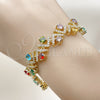 Oro Laminado Tennis Bracelet, Gold Filled Style Cluster Design, with Multicolor and White Cubic Zirconia, Polished, Golden Finish, 03.266.0042.07 (Thickness, 8 Inches Length)