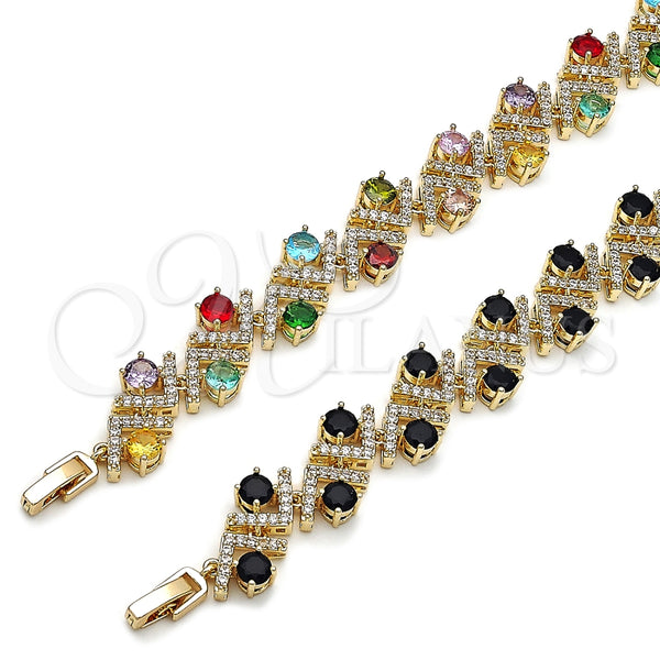 Gold Filled Bracelet — Tennis Bracelet Cluster Design with Multicolor and White — alternate product view — SKU 162192 | Oro Laminado brazalete — Tennis Bracelet Cluster diseño with Multicolor and blanco — SKU 162192