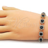 Oro Laminado Tennis Bracelet, Gold Filled Style Cluster Design, with Black and White Cubic Zirconia, Polished, Golden Finish, 03.266.0043.1.07 (Thickness, 8 Inches Length)