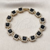 Oro Laminado Tennis Bracelet, Gold Filled Style Cluster Design, with Black and White Cubic Zirconia, Polished, Golden Finish, 03.266.0043.1.07 (Thickness, 8 Inches Length)