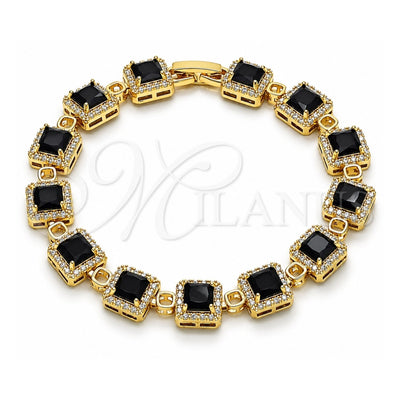 Oro Laminado Tennis Bracelet, Gold Filled Style Cluster Design, with Black and White Cubic Zirconia, Polished, Golden Finish, 03.266.0043.1.07 (Thickness, 8 Inches Length)