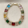 Oro Laminado Tennis Bracelet, Gold Filled Style with Multicolor and White Cubic Zirconia, Polished, Golden Finish, 03.266.0044.07 (10 MM Thickness, 7 Inches Length)