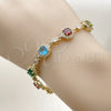 Oro Laminado Tennis Bracelet, Gold Filled Style Cluster Design, with Multicolor and White Cubic Zirconia, Polished, Golden Finish, 03.266.0045.08