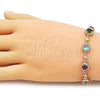 Oro Laminado Tennis Bracelet, Gold Filled Style Cluster Design, with Multicolor and White Cubic Zirconia, Polished, Golden Finish, 03.266.0045.08 (Thickness, 8 Inches Length)