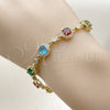 Oro Laminado Tennis Bracelet, Gold Filled Style Cluster Design, with Multicolor and White Cubic Zirconia, Polished, Golden Finish, 03.266.0045.08 (Thickness, 8 Inches Length)