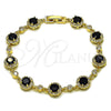 Oro Laminado Tennis Bracelet, Gold Filled Style Cluster Design, with Black and White Cubic Zirconia, Polished, Golden Finish, 03.266.0045.1.08