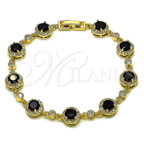 Oro Laminado Tennis Bracelet, Gold Filled Style Cluster Design, with Black and White Cubic Zirconia, Polished, Golden Finish, 03.266.0045.1.08 (Thickness, 8 Inches Length)