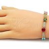 Oro Laminado Tennis Bracelet, Gold Filled Style with Multicolor and White Cubic Zirconia, Polished, Golden Finish, 03.266.0046.07