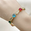 Oro Laminado Tennis Bracelet, Gold Filled Style with Multicolor and White Cubic Zirconia, Polished, Golden Finish, 03.266.0046.07