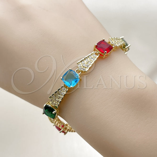 Gold Filled Bracelet — Tennis Bracelet with Multicolor and White Cubic Zirconia — alternate product view — SKU 162199 | Oro Laminado brazalete — Tennis Bracelet with Multicolor and blanco Cubic Zirconia — SKU 162199