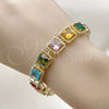 Oro Laminado Tennis Bracelet, Gold Filled Style with Multicolor Cubic Zirconia, Polished, Golden Finish, 03.266.0047.07