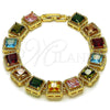 Oro Laminado Tennis Bracelet, Gold Filled Style with Multicolor Cubic Zirconia, Polished, Golden Finish, 03.266.0047.07
