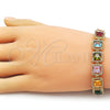 Oro Laminado Tennis Bracelet, Gold Filled Style with Multicolor Cubic Zirconia, Polished, Golden Finish, 03.266.0047.07 (11 MM Thickness, 8 Inches Length)