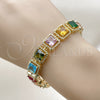 Oro Laminado Tennis Bracelet, Gold Filled Style with Multicolor Cubic Zirconia, Polished, Golden Finish, 03.266.0047.07 (11 MM Thickness, 8 Inches Length)