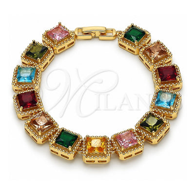 Oro Laminado Tennis Bracelet, Gold Filled Style with Multicolor Cubic Zirconia, Polished, Golden Finish, 03.266.0047.07 (11 MM Thickness, 8 Inches Length)