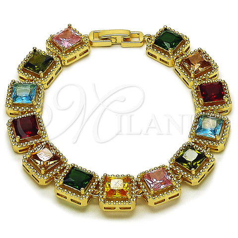 Oro Laminado Tennis Bracelet, Gold Filled Style with Multicolor Cubic Zirconia, Polished, Golden Finish, 03.266.0047.07 (11 MM Thickness, 8 Inches Length)