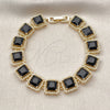 Oro Laminado Tennis Bracelet, Gold Filled Style with Black Cubic Zirconia, Polished, Golden Finish, 03.266.0047.1.07