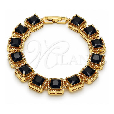 Oro Laminado Tennis Bracelet, Gold Filled Style with Black Cubic Zirconia, Polished, Golden Finish, 03.266.0047.1.07 (11 MM Thickness, 8 Inches Length)