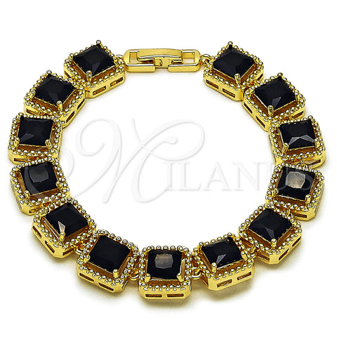Oro Laminado Tennis Bracelet, Gold Filled Style with Black Cubic Zirconia, Polished, Golden Finish, 03.266.0047.1.07 (11 MM Thickness, 8 Inches Length)
