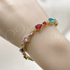 Oro Laminado Tennis Bracelet, Gold Filled Style Teardrop Design, with Multicolor Cubic Zirconia, Polished, Golden Finish, 03.266.0049.08 (Thickness, 8 Inches Length)