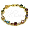 Gold Filled Bracelet — Tennis Bracelet Teardrop Design with Multicolor Cubic Zirconia — alternate product view — SKU 162205 | Oro Laminado brazalete — Tennis Bracelet Teardrop diseño with Multicolor Cubic Zirconia — SKU 162205