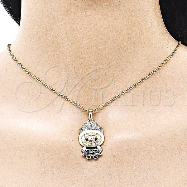 Gold Filled Pendant — Fancy Pendant with White Cubic Zirconia White Enamel — alternate product view — SKU 162207 | Oro Laminado dije — elegante Pendant with blanco Cubic Zirconia blanco Enamel — SKU 162207