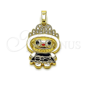 Gold Filled Pendant — Fancy Pendant with White Cubic Zirconia White Enamel — main product view — SKU 162207 | Oro Laminado dije — elegante Pendant with blanco Cubic Zirconia blanco Enamel — SKU 162207