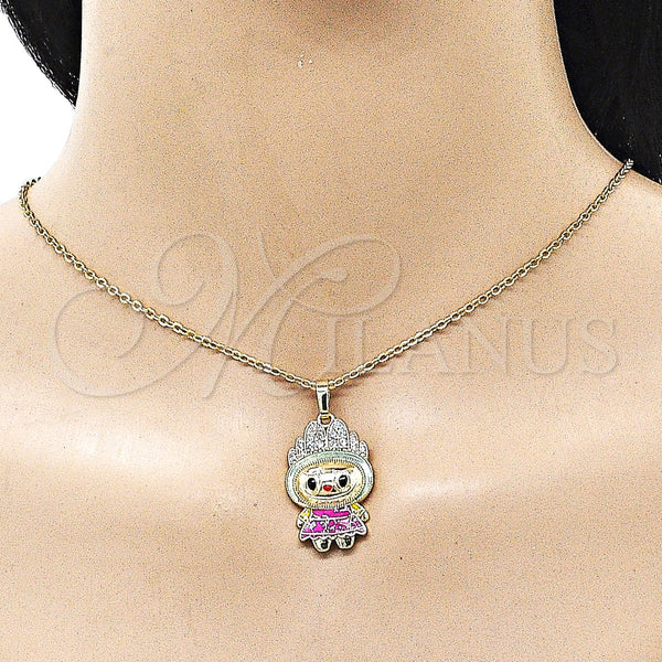 Gold Filled Pendant — Fancy Pendant with White Cubic Zirconia Green Enamel — alternate product view — SKU 162208 | Oro Laminado dije — elegante Pendant with blanco Cubic Zirconia Green Enamel — SKU 162208