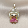 Oro Laminado Fancy Pendant, Gold Filled Style with White Cubic Zirconia, Green Enamel Finish, Golden Finish, 05.284.0021.1