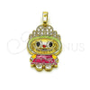 Oro Laminado Fancy Pendant, Gold Filled Style with White Cubic Zirconia, Green Enamel Finish, Golden Finish, 05.284.0021.1
