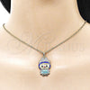 Oro Laminado Fancy Pendant, Gold Filled Style with White Cubic Zirconia, Blue Enamel Finish, Golden Finish, 05.284.0021.2