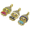 Oro Laminado Fancy Pendant, Gold Filled Style with White Cubic Zirconia, Blue Enamel Finish, Golden Finish, 05.284.0021.2