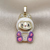 Oro Laminado Fancy Pendant, Gold Filled Style with White Cubic Zirconia, White Enamel Finish, Golden Finish, 05.284.0023.2