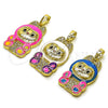 Oro Laminado Fancy Pendant, Gold Filled Style with White Cubic Zirconia, White Enamel Finish, Golden Finish, 05.284.0023.2