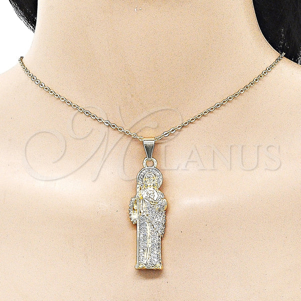 Gold Filled Pendant — Religious Pendant San Judas Design with White Cubic — alternate product view — SKU 162216 | Oro Laminado dije — Religious Pendant San Judas diseño with blanco Cubic — SKU 162216