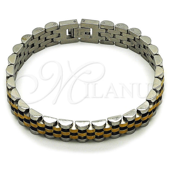 Stainless Steel Solid Bracelet, Polished, Two Tone, 03.435.0007.1.08