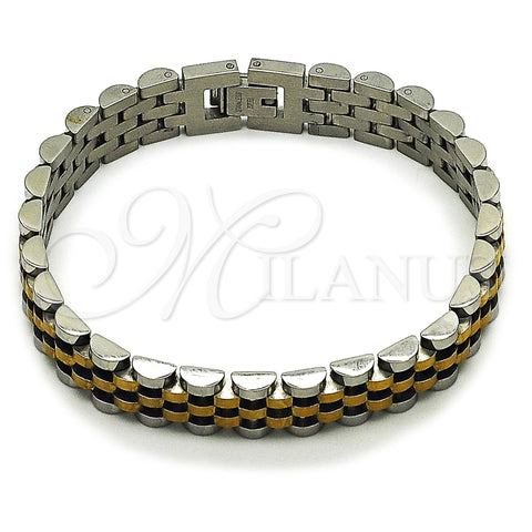 Stainless Steel Solid Bracelet, Polished, Two Tone, 03.435.0007.1.08